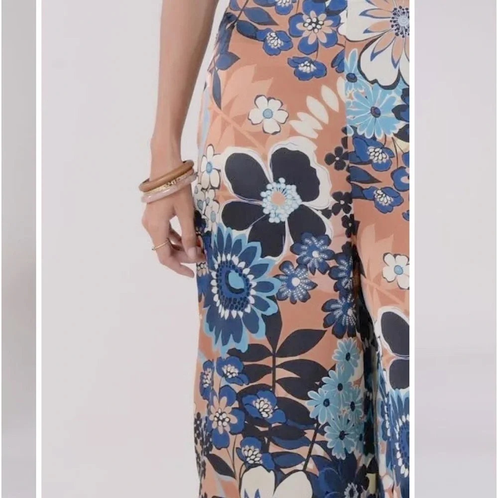 NWT Molly Bracken Floral Wide Leg Pants in Riviera Camel Size Large NEW - Picture 4 of 13